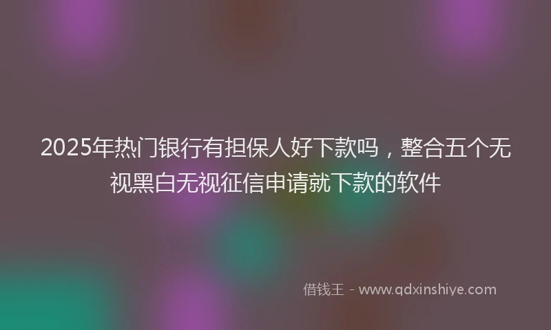 2025年热门银行有担保人好下款吗，整合五个无视黑白无视征信申请就下款的软件