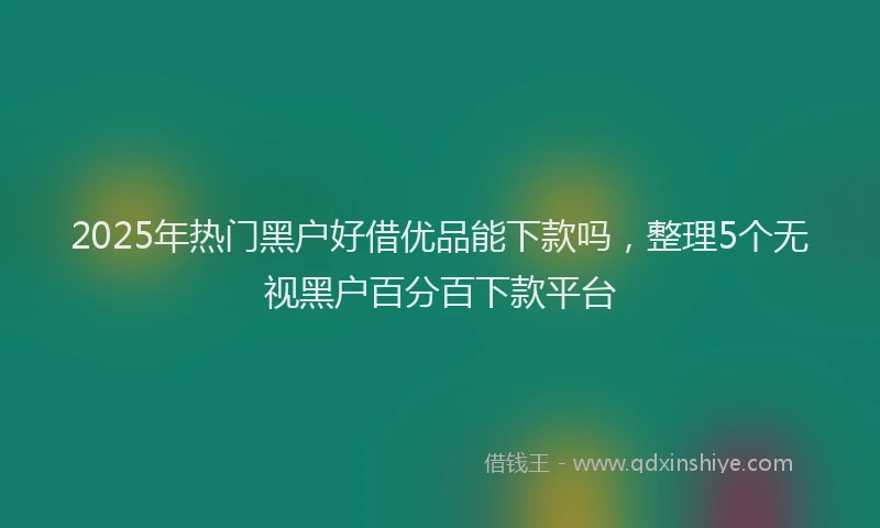 2025年热门黑户好借优品能下款吗,整理5个无视黑户百分百下款平台