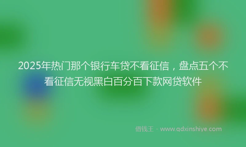 2025年热门那个银行车贷不看征信，盘点五个不看征信无视黑白百分百下款网贷软件