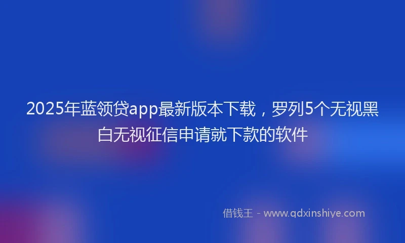 2025年蓝领贷app最新版本下载，罗列5个无视黑白无视征信申请就下款的软件