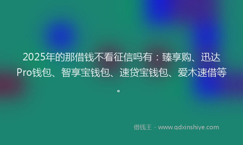 2025年的那借钱不看征信吗有：臻享购、迅达Pro钱包、智享宝钱包、速贷宝钱包、爱木速借等。