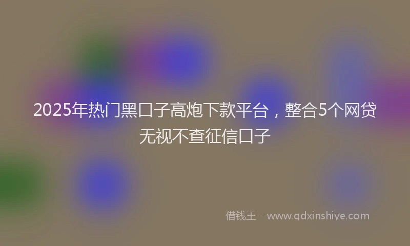 2025年热门黑口子高炮下款平台，整合5个网贷无视不查征信口子
