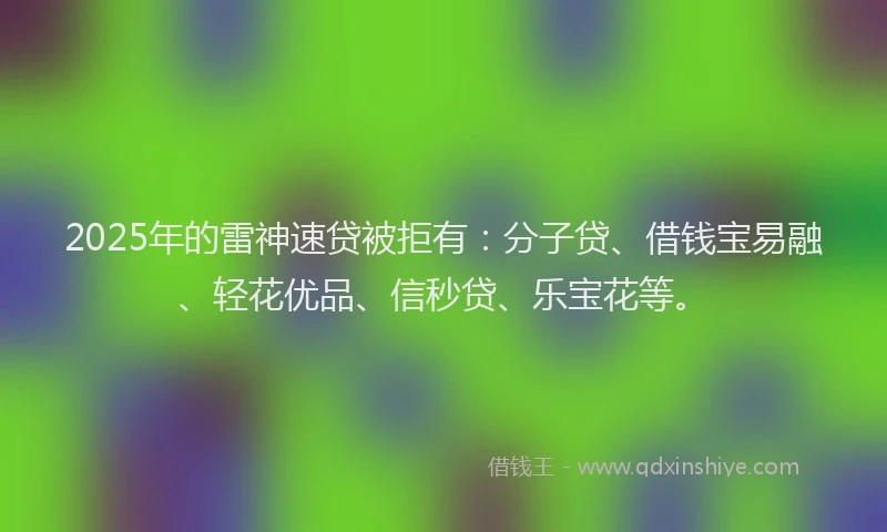 2025年的雷神速贷被拒有:分子贷、借钱宝易融、轻花优品、信秒贷、乐宝花等。