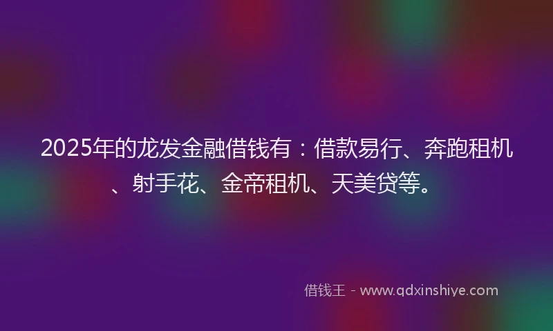 2025年的龙发金融借钱有：借款易行、奔跑租机、射手花、金帝租机、天美贷等。