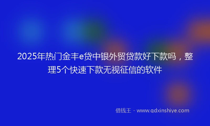 2025年热门金丰e贷中银外贸贷款好下款吗，整理5个快速下款无视征信的软件
