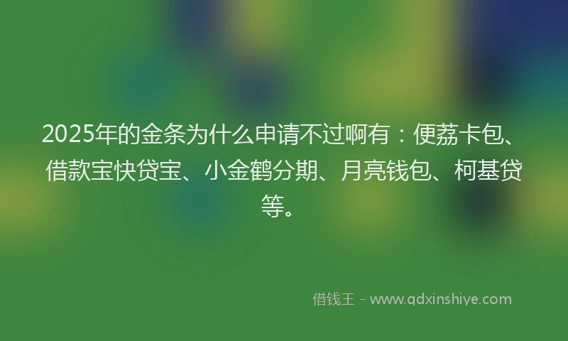 2025年的金条为什么申请不过啊有：便荔卡包、借款宝快贷宝、小金鹤分期、月亮钱包、柯基贷等。