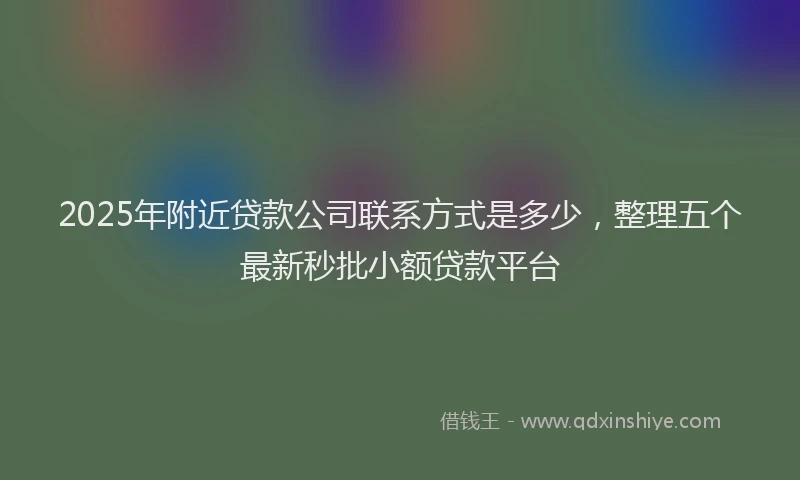 2025年附近贷款公司联系方式是多少，整理五个最新秒批小额贷款平台