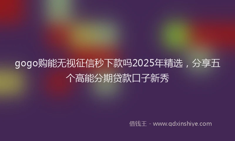 gogo购能无视征信秒下款吗2025年精选，分享五个高能分期贷款口子新秀