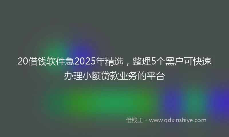 20借钱软件急2025年精选，整理5个黑户可快速办理小额贷款业务的平台