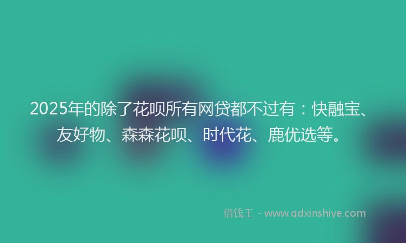 2025年的除了花呗所有网贷都不过有:快融宝、友好物、森森花呗、时代花、鹿优选等。