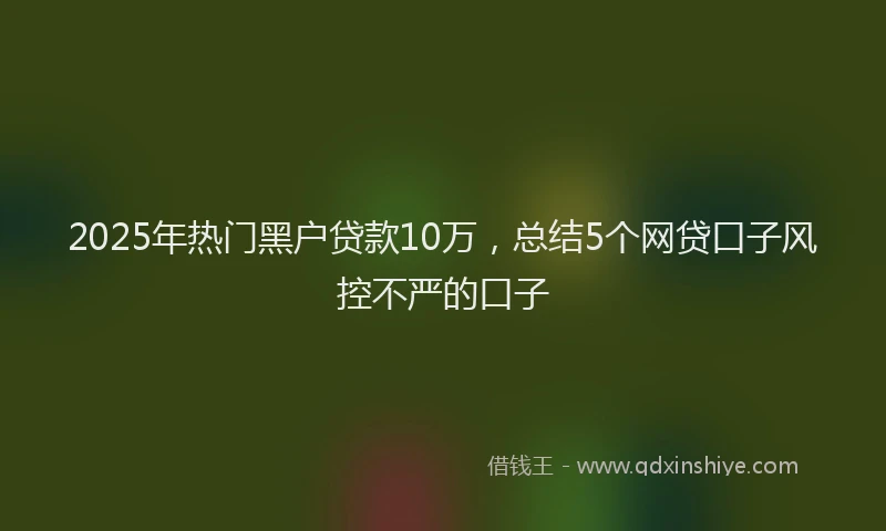 2025年热门黑户贷款10万，总结5个网贷口子风控不严的口子