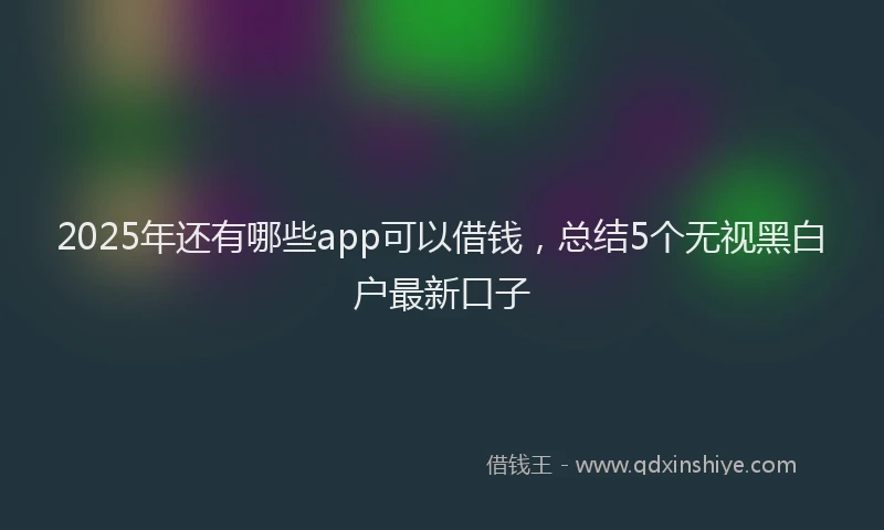 2025年还有哪些app可以借钱，总结5个无视黑白户最新口子