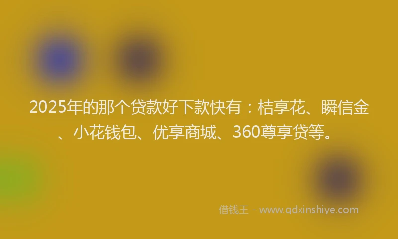 2025年的那个贷款好下款快有：桔享花、瞬信金、小花钱包、优享商城、360尊享贷等。
