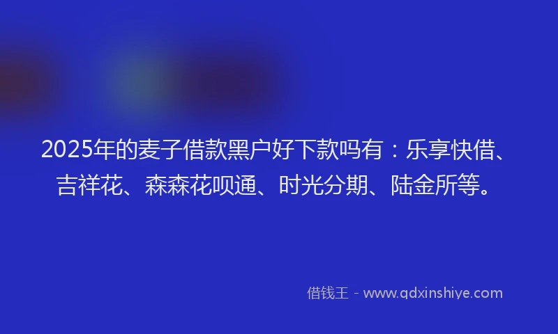 2025年的麦子借款黑户好下款吗有：乐享快借、吉祥花、森森花呗通、时光分期、陆金所等。