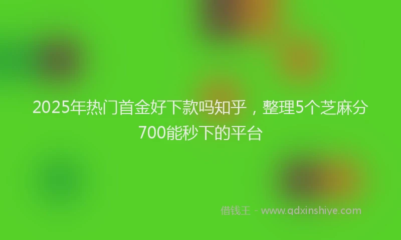 2025年热门首金好下款吗知乎，整理5个芝麻分700能秒下的平台