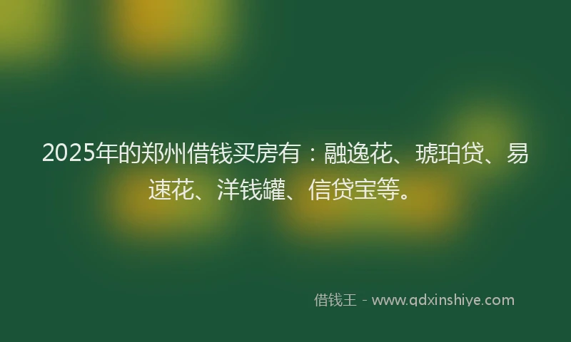 2025年的郑州借钱买房有：融逸花、琥珀贷、易速花、洋钱罐、信贷宝等。