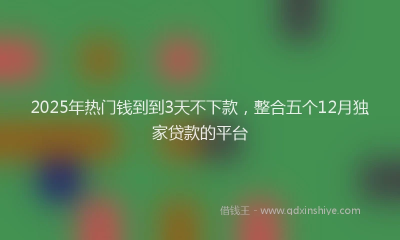 2025年热门钱到到3天不下款，整合五个12月独家贷款的平台