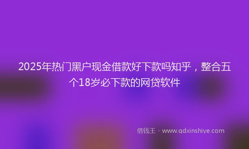 2025年热门黑户现金借款好下款吗知乎，整合五个18岁必下款的网贷软件