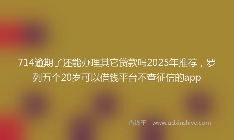 714逾期了还能办理其它贷款吗2025年推荐，罗列五个20岁可以借钱平台不查征信的app