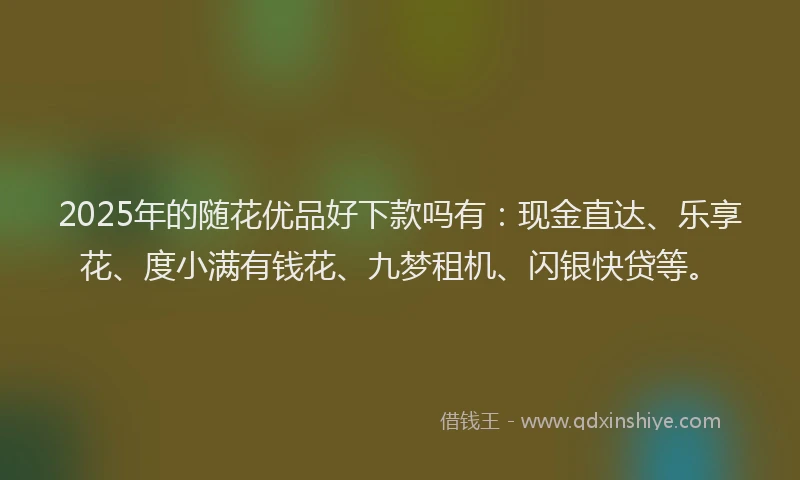 2025年的随花优品好下款吗有:现金直达、乐享花、度小满有钱花、九梦租机、闪银快贷等。