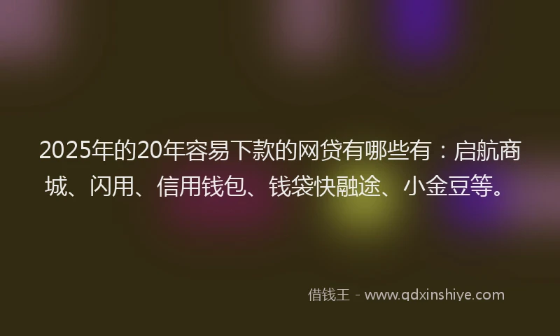 2025年的20年容易下款的网贷有哪些有：启航商城、闪用、信用钱包、钱袋快融途、小金豆等。