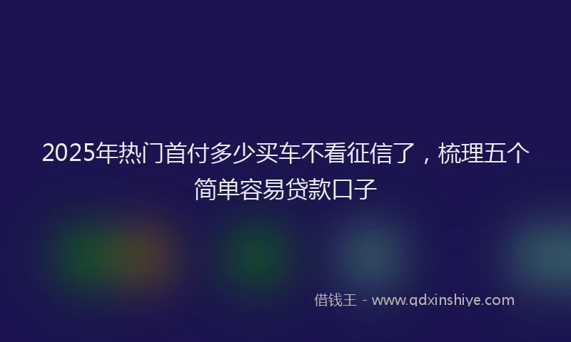 2025年热门首付多少买车不看征信了，梳理五个简单容易贷款口子