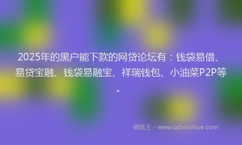 2025年的黑户能下款的网贷论坛有：钱袋易借、易贷宝融、钱袋易融宝、祥瑞钱包、小油菜P2P等。