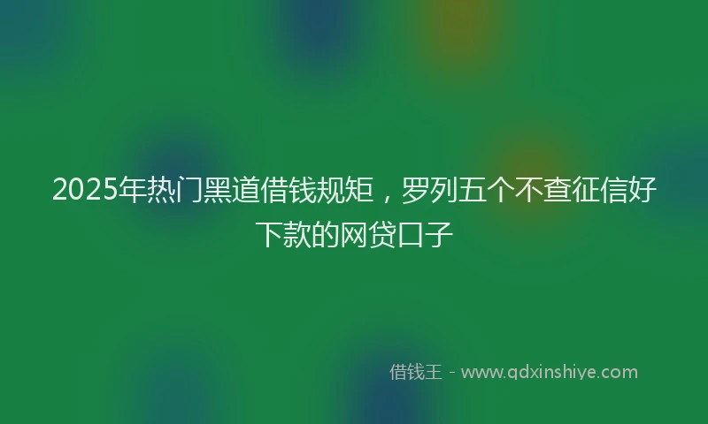 2025年热门黑道借钱规矩，罗列五个不查征信好下款的网贷口子