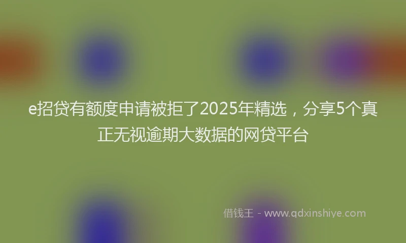 e招贷有额度申请被拒了2025年精选，分享5个真正无视逾期大数据的网贷平台