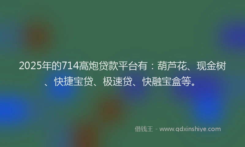 2025年的714高炮贷款平台有：葫芦花、现金树、快捷宝贷、极速贷、快融宝盒等。