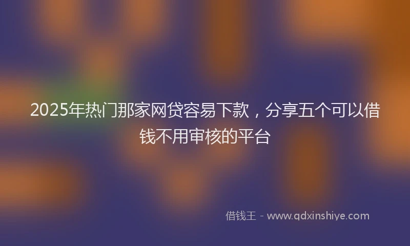 2025年热门那家网贷容易下款，分享五个可以借钱不用审核的平台