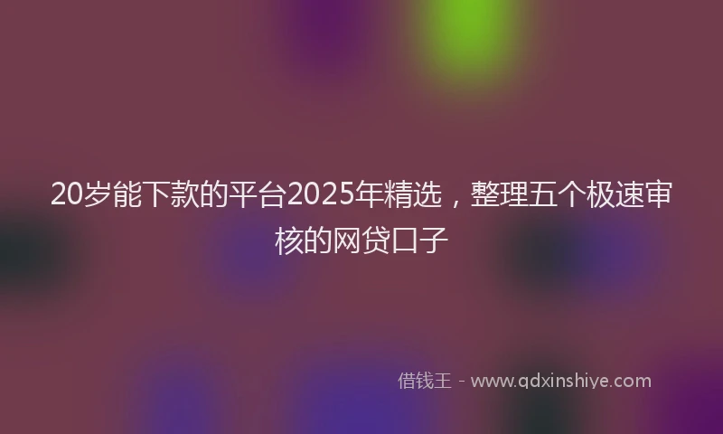 20岁能下款的平台2025年精选，整理五个极速审核的网贷口子