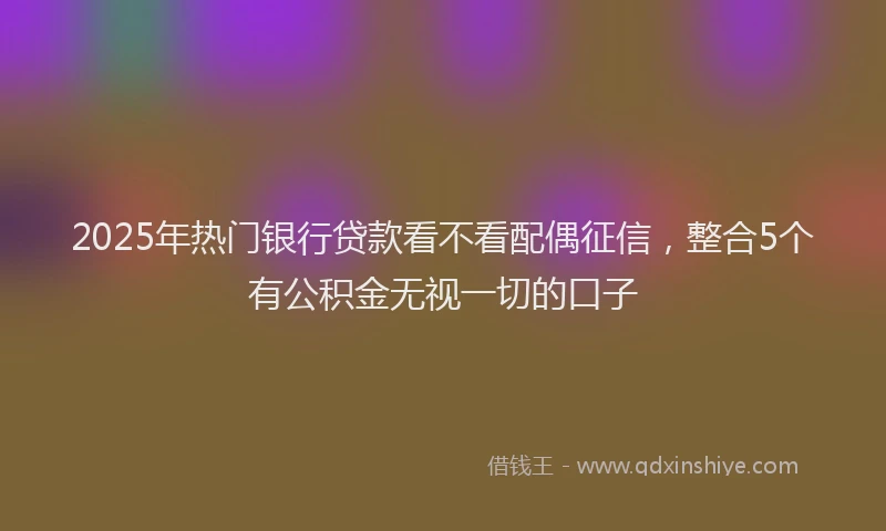 2025年热门银行贷款看不看配偶征信,整合5个有公积金无视一切的口子