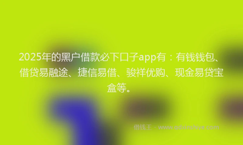 2025年的黑户借款必下口子app有：有钱钱包、借贷易融途、捷信易借、骏祥优购、现金易贷宝盒等。