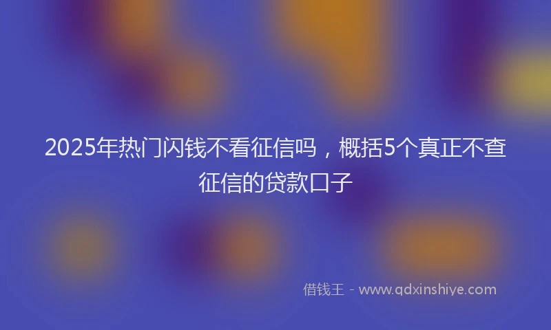 2025年热门闪钱不看征信吗，概括5个真正不查征信的贷款口子