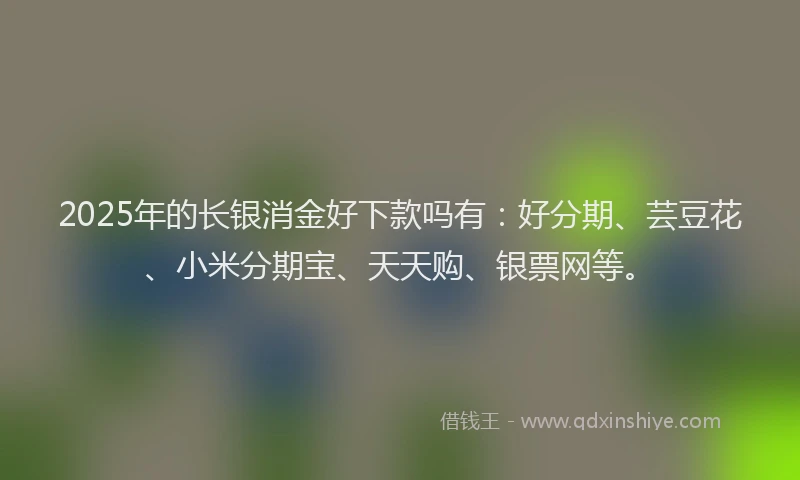 2025年的长银消金好下款吗有：好分期、芸豆花、小米分期宝、天天购、银票网等。