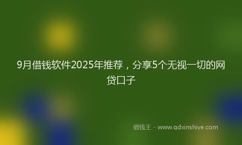 9月借钱软件2025年推荐，分享5个无视一切的网贷口子