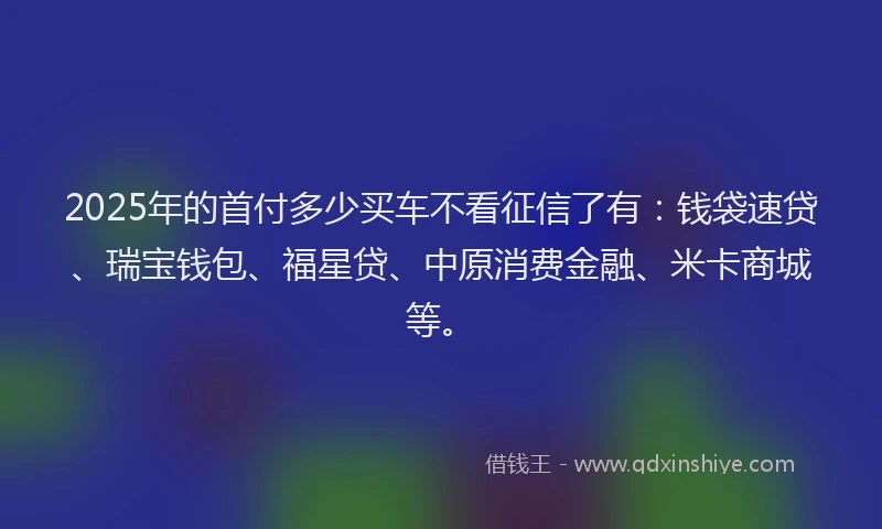 2025年的首付多少买车不看征信了有：钱袋速贷、瑞宝钱包、福星贷、中原消费金融、米卡商城等。