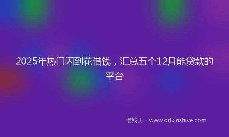 2025年热门闪到花借钱，汇总五个12月能贷款的平台