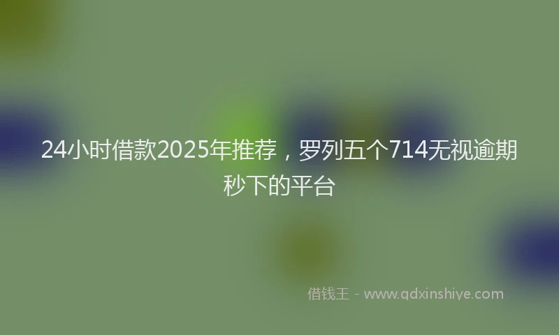 24小时借款2025年推荐，罗列五个714无视逾期秒下的平台