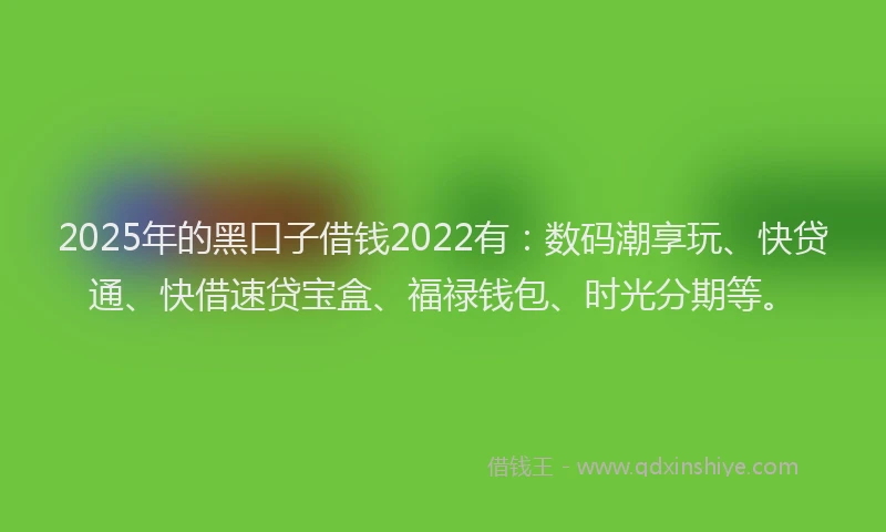 2025年的黑口子借钱2022有：数码潮享玩、快贷通、快借速贷宝盒、福禄钱包、时光分期等。