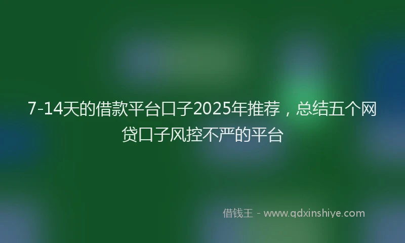 7-14天的借款平台口子2025年推荐，总结五个网贷口子风控不严的平台
