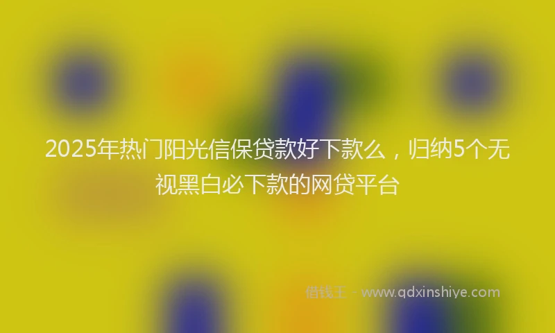 2025年热门阳光信保贷款好下款么,归纳5个无视黑白必下款的网贷平台