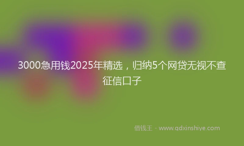 3000急用钱2025年精选，归纳5个网贷无视不查征信口子