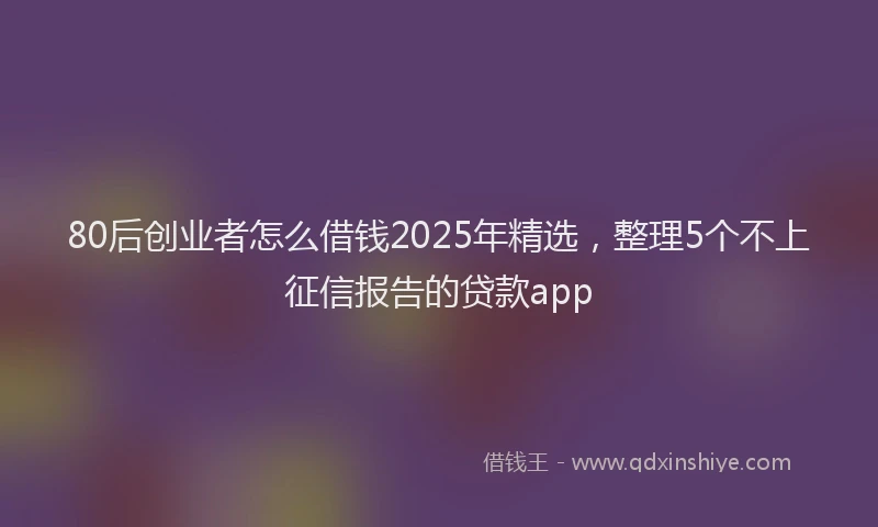 80后创业者怎么借钱2025年精选，整理5个不上征信报告的贷款app