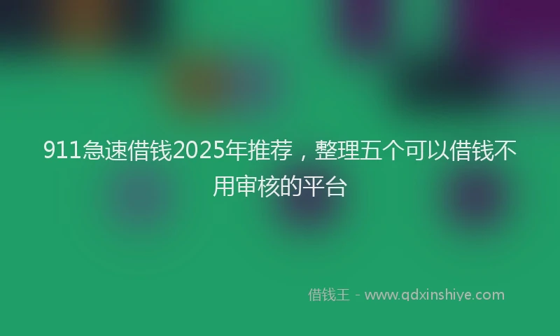 911急速借钱2025年推荐，整理五个可以借钱不用审核的平台