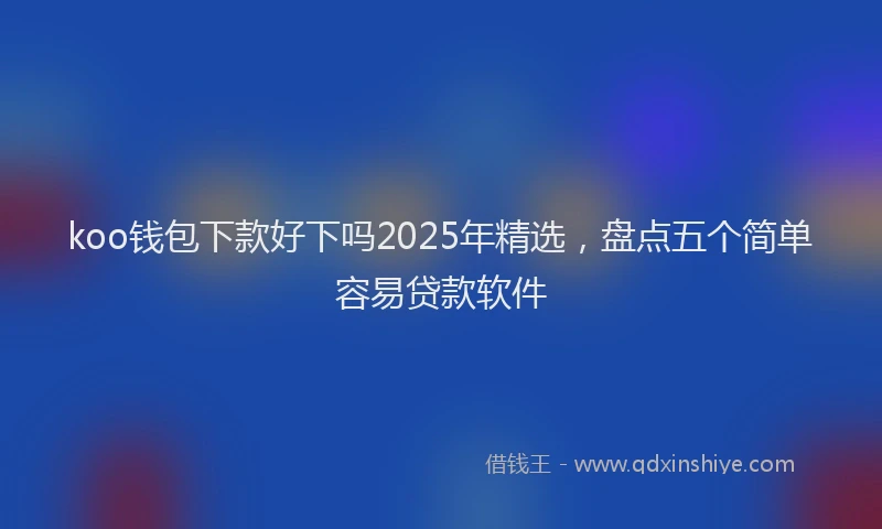 koo钱包下款好下吗2025年精选，盘点五个简单容易贷款软件