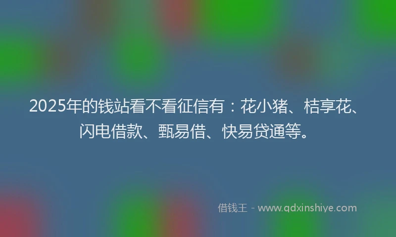 2025年的钱站看不看征信有：花小猪、桔享花、闪电借款、甄易借、快易贷通等。