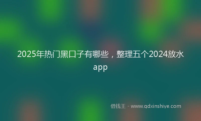 2025年热门黑口子有哪些，整理五个2024放水app