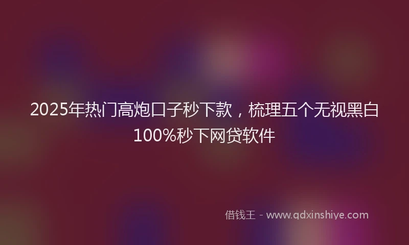 2025年热门高炮口子秒下款，梳理五个无视黑白100%秒下网贷软件